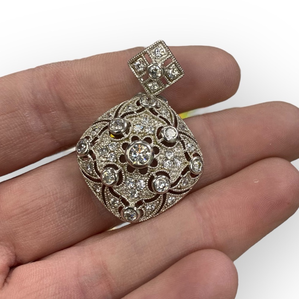 Joseph Esposito sterling silver and cubic zirconia Victorian-inspired pendant
